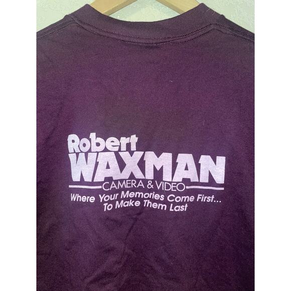 Vintage Super News Shirt School Newcaster Waxman Video Tee Purple VTG 90s Large - Picture 7 of 9